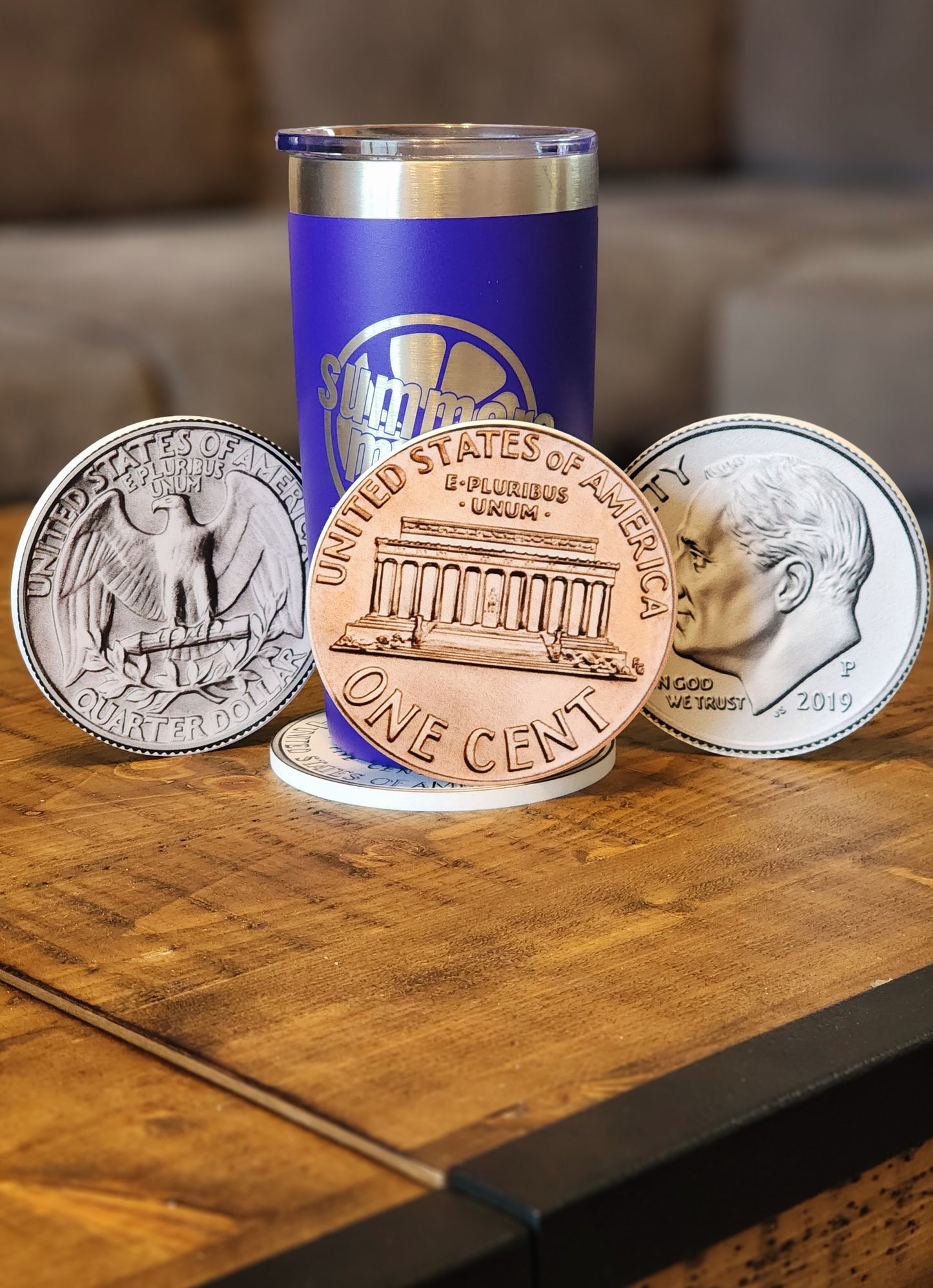 Coin Coasters - Set of 4 USA Coins, Double Sided