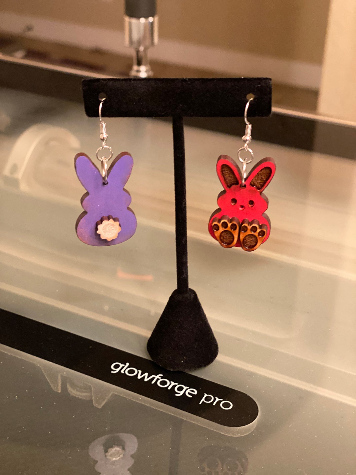 Pink and Purple Easter Bunny Earrings
